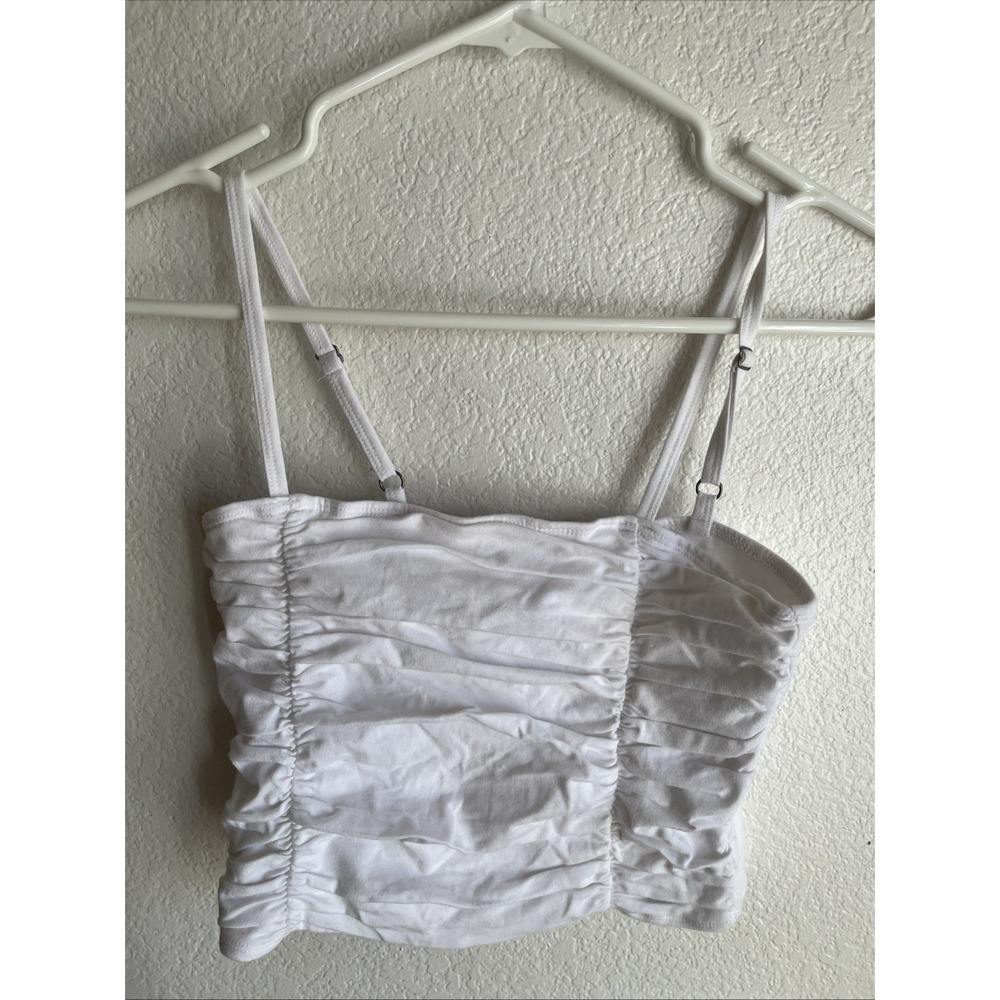 Hollister California White Ruched Tank‎ Top Casual Beach Relax Size Medium